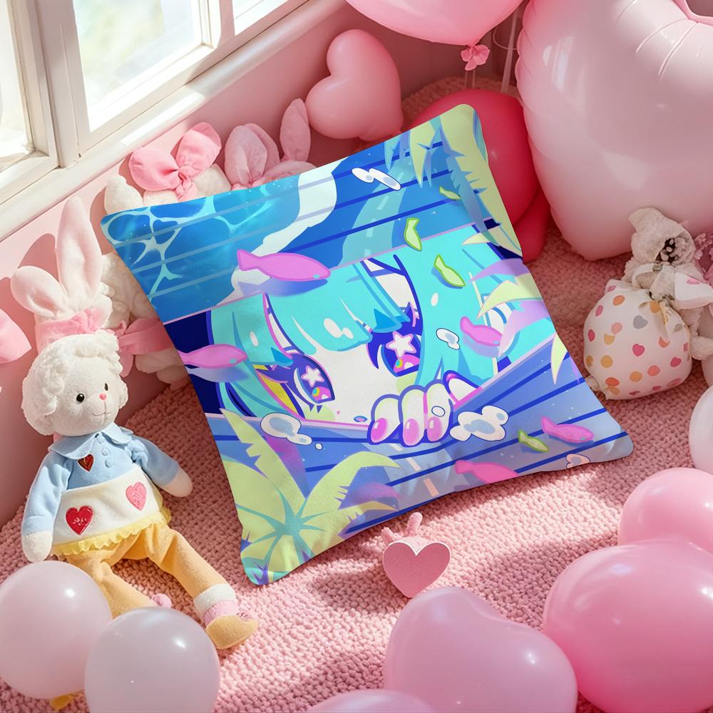 Anime Muse Dash Girl Cushion Cover Pattern Printed Pillowcase for Living Room Sofa Cushion Cover & Bedroom Decor