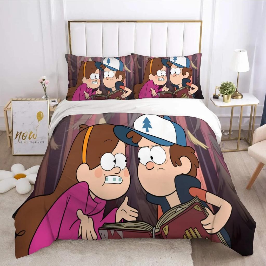 Gravity Falls Bettbezug Dipper Pines Kissenbezug Bettwäscheset Erwachsener Junge Mädchen Schlafzimmer Dekoration Kinder Einzel Doppelgröße