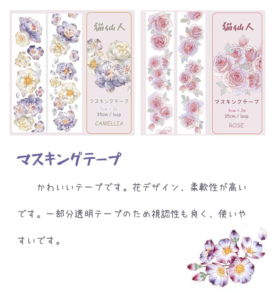 Neko Sennin Masking Set of 6 DIY Christmas Planner Miscellaneous Gift Wrapping Tape, Rolls, PET, Gift, Decoration, Transparent, Material, Stationery,