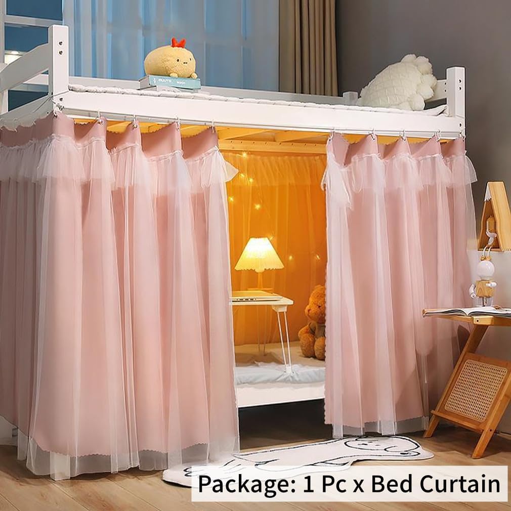 Dorm Home Bunk Bed Curtain Cloth Solid Thicken Bed Canopy Students Privacy Bed Shading Curtain Tent Lightproof Breathable Blackout Bedding Canopy