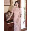 Pink cheongsam 1011 new female summer small engagement daily can wear new Chinese toast medium and long cheongsam