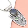 Pendant Silver  Peridot Labradorite Gemstone Jewelry Sterling 2.5" Fiery