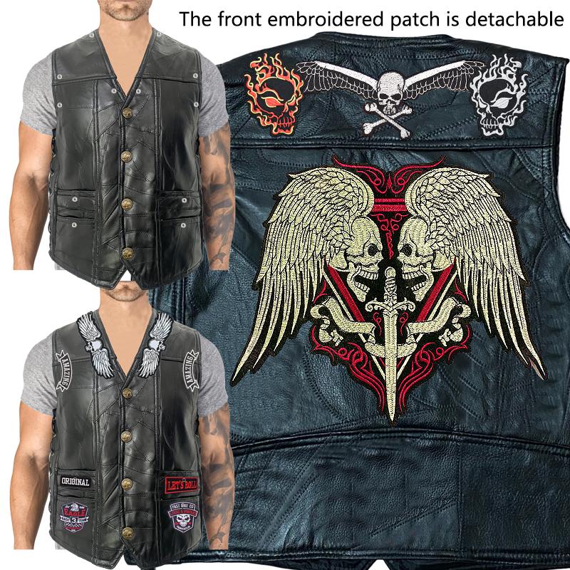 Trendy Men's And Denim Horse Oversized Embroidered Vest With Sleeveless Personalized Casual Camisole Braiding the thread 02-1