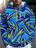 Men's Hoodie Thin Geometric Graffiti Print Drawstring Long Sleeve Spring Autumn Casual Pullover Mens Clothing