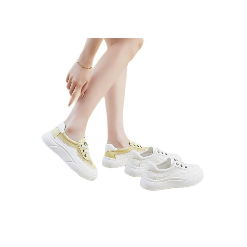 2025 summer little white shoes new Korean version ins female students breathable thick sole heightening casual street shot board shoes mesh surface