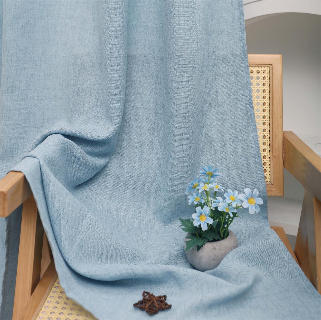 

1 шт. льняные шторы в японском стиле для гостиной и балкона, комплект роскошных штор для дома, тюли с люверсами, перегородка для комнаты 132cm x 76cm небесно-голубой