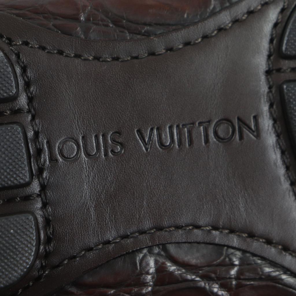 Pristine LOUIS VUITTON loafers Dark brown Crocodile mens 10 Used