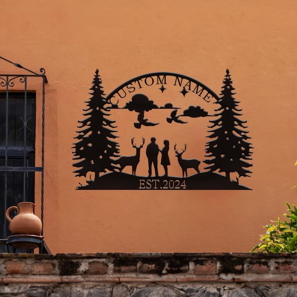 Unique Custom Made Metal Wall Art Elk Trees Design Indoor Outdoor Gift Housewarming