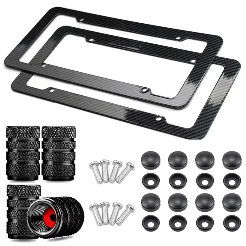 1/2pcs Car 30*15CM License Plate Frame Carbon Pattern Plastic License Plate Frame Bracket with Standard Screw Kits