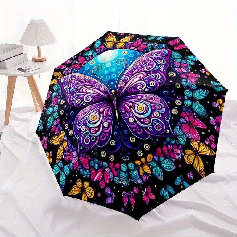 Colorful Butterfly Automatic Folding Umbrella Lightweight Retractable Design For Outdoor Travel And Festive Giftingt62