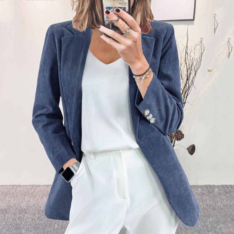 QICED Women's Vintage Casual Solid Color Print Long Sleeve Jackets & Coats Unique design