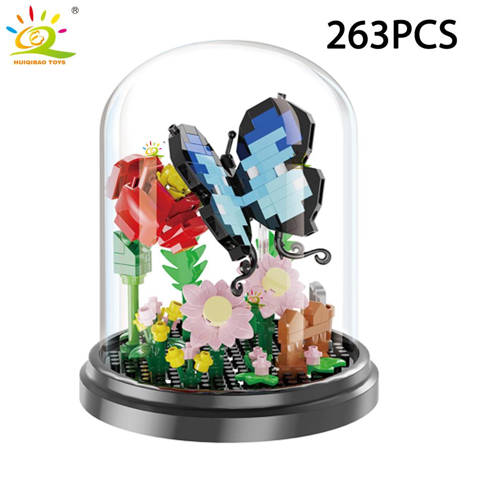 Moc Insect Flower Model Building Block Butterfly Plant Decoration City Construction Toy Kids Adult DIY Romantic Gift