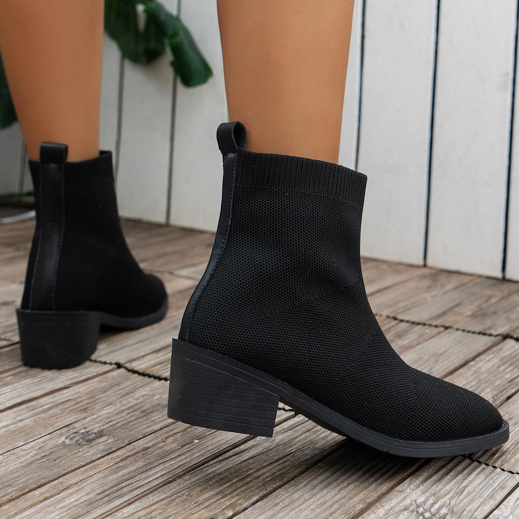 Women's Pointed Toe Ankle Boots Autumn Low Heel Black Short Boots Fashion Comfort Non Slip Large Size Women's Boots