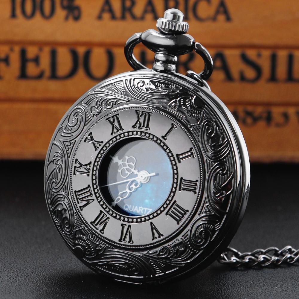 

10pcs/lot Wholesale Vintage Roman Pocket Watch Romantic Star Sky Star Design Necklace Chain Quartz Pocket Fob Watches Pendant
