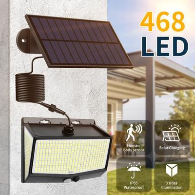 3PCS 468 LED Solar Lights Outdoor Waterproof Motion Sensor Solar Lamp 3 Side Illumination Wall Garage Garden Light Foco Led Spotlight