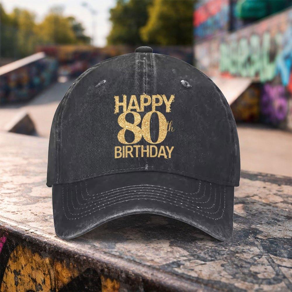th Birthday Theme Washed Baseball Cap Unisex Duckbill Hat Casual Outdoor Sports Daily Wear