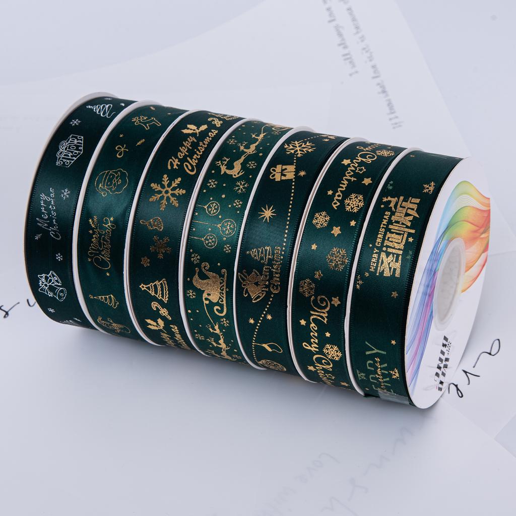 1/4 Inch Christmas Ribbon for Crafts Holiday Grosgrain Ribbon Christmas Ribbon for Gift Wrapping Festival Party Decoration