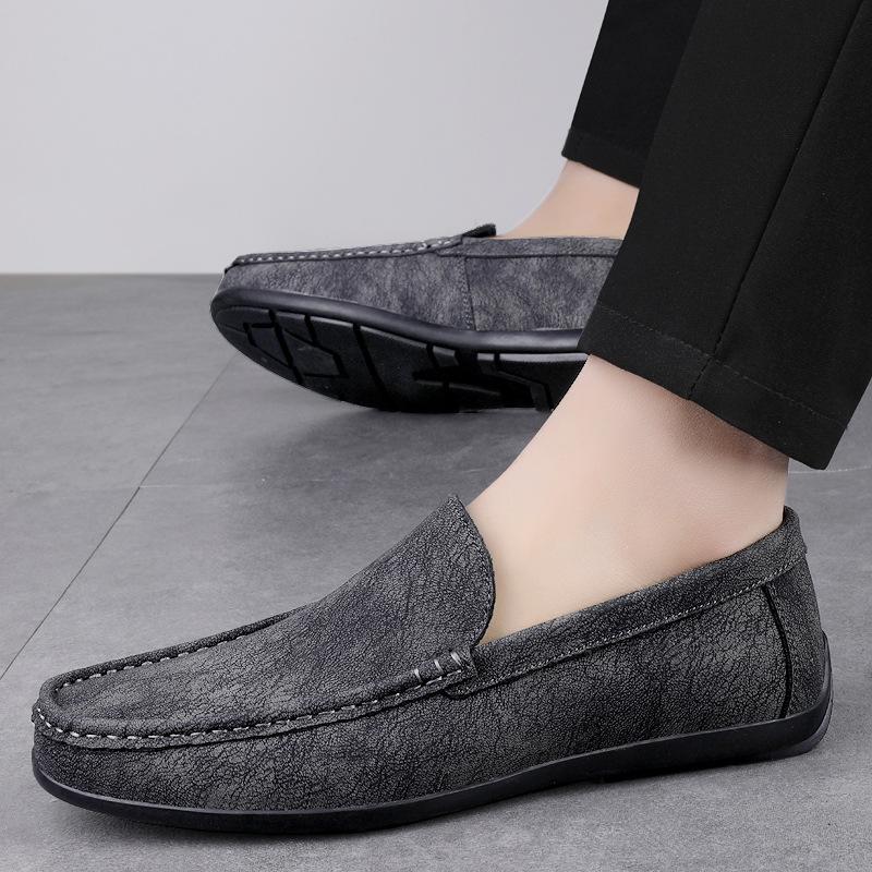 252 Men'S Doudou Shoes, One-Pedal Flat-Bottomed Lazy Leather Shoes, Casual Shoes, Spring And Summer Low-Top Cowhide Surface Single Shoes