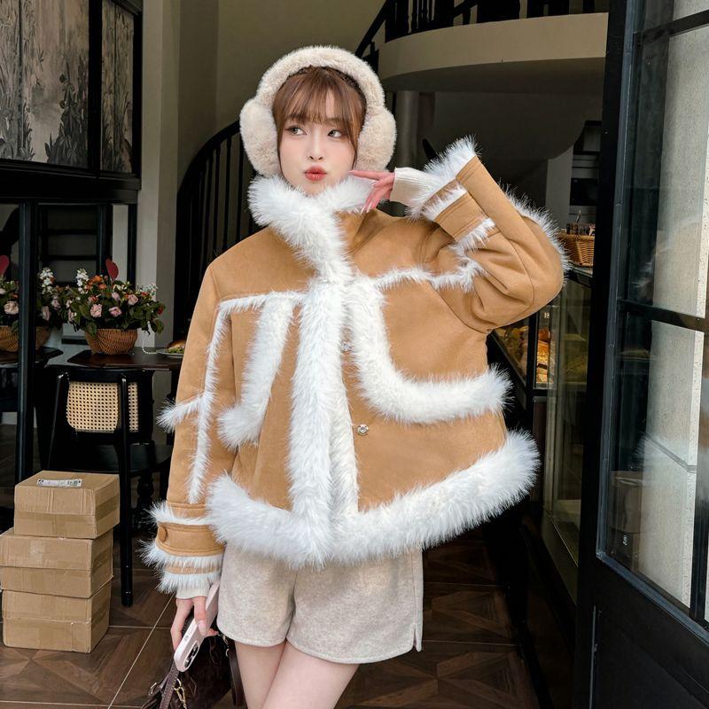 

Мех интегрированный искусственный мех зимний новый меховое пальто плюшевое пальто короткое искусственное пальто из лисьего меха S