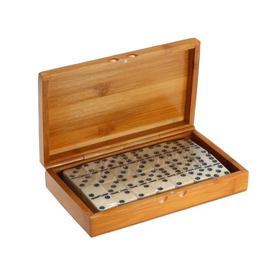 28 stk Dominobrikker med Bambusboks Spesielt Leken Interessant Morsom Bærbar Anti-deformert Barn Voksne Dominosett Familiespill Hjemmebruk
