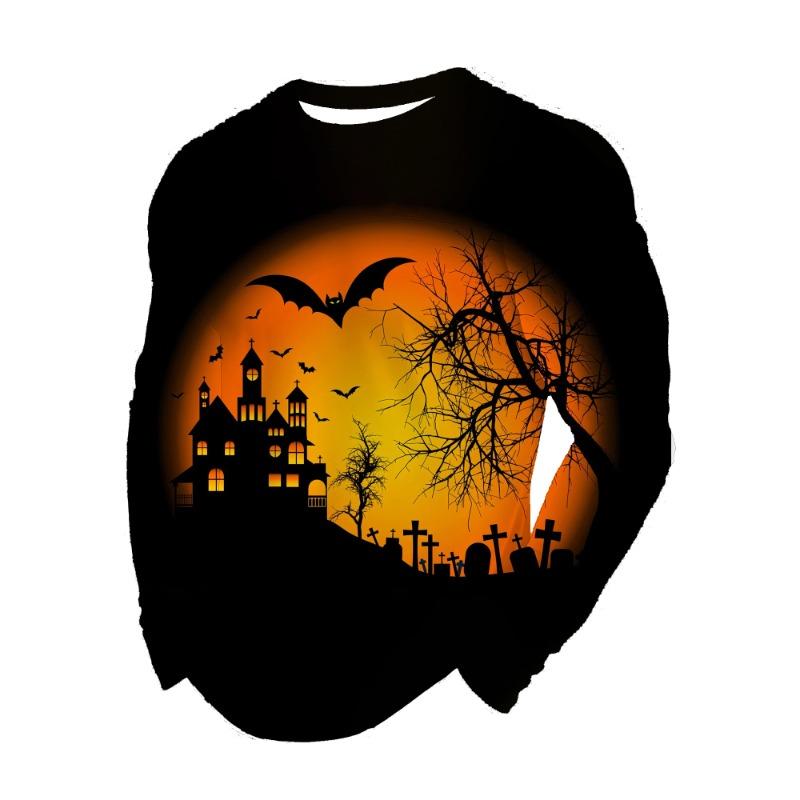 3D Printed Halloween Theme Long Sleeve T-shirts Men's Fashion Tops Casual Party Clothing