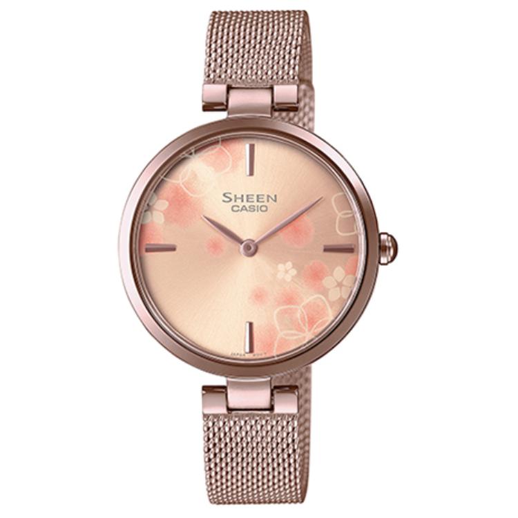 Casio Sheen Series Japanese Culture Gift Box Peach Blossom Series Simple Quartz Movement Stainless Steel Strap Women watches Gold SHE-C110CGM-4AUPFHD Regular Watch Box,Rose Gold