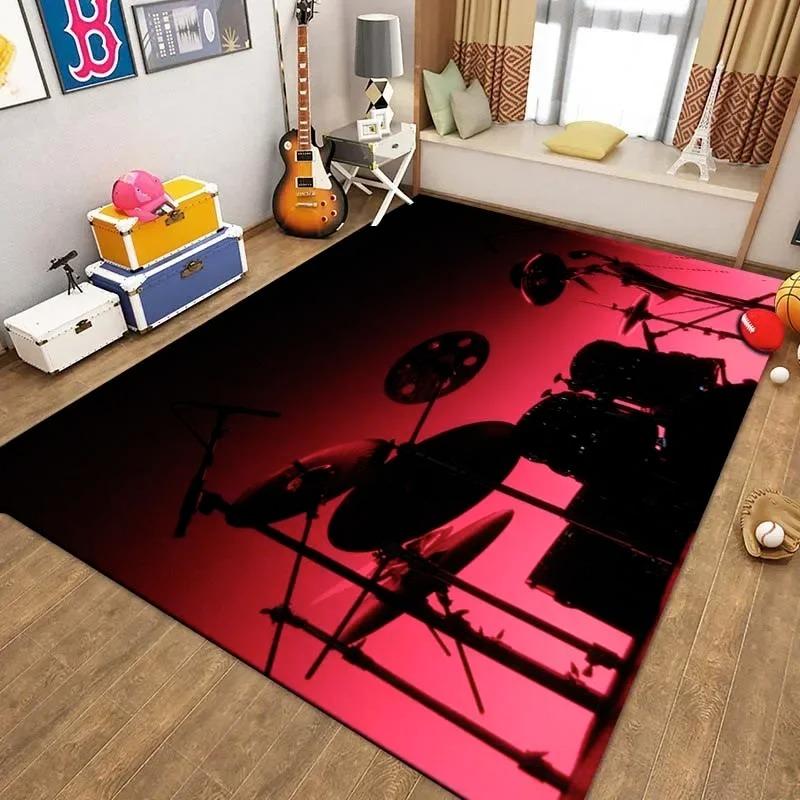 Rum Kit Music Instruments Area Large Carpet Musical Rock Rug for Home Living Room Bedroom Dorm Door Mat Non-slip Floor Mats INS