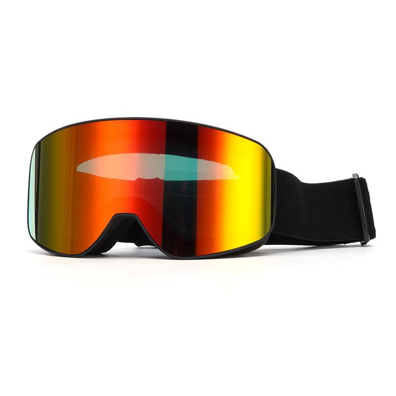 

Children s ski goggles, double-layer anti-fog ski glasses, youth snow goggles, sports equipment, eye protection Black frame with red lens