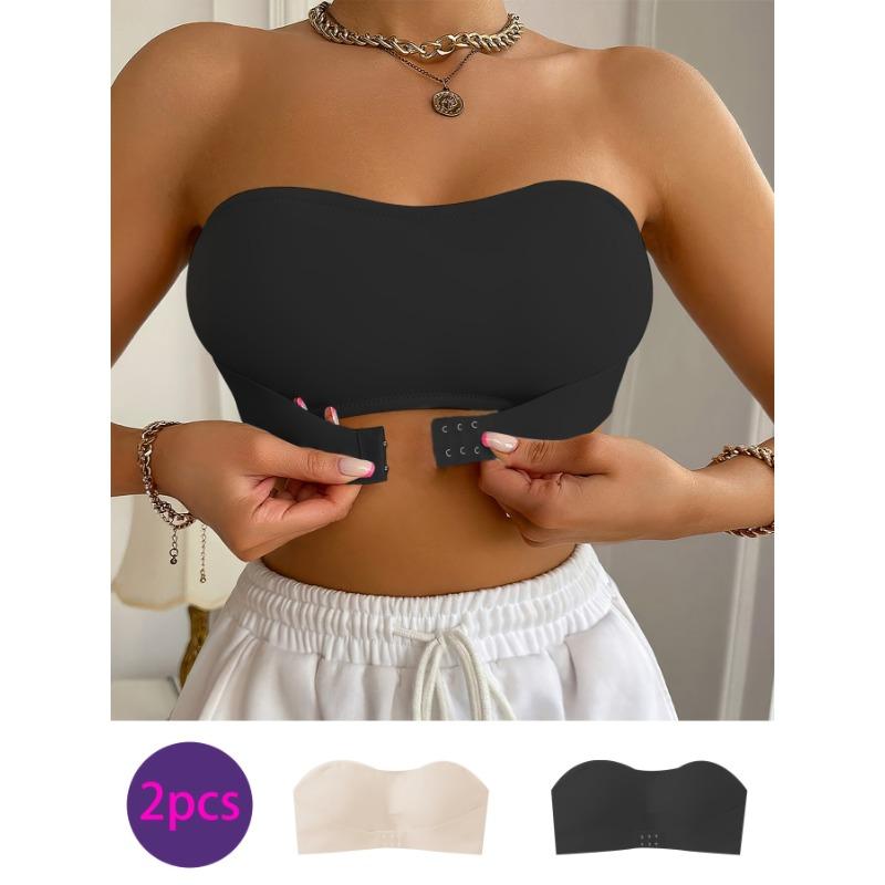 Hot Style Front Button Strapless Tube Top for Women Non-slip, Anti-exposure Strapless Back