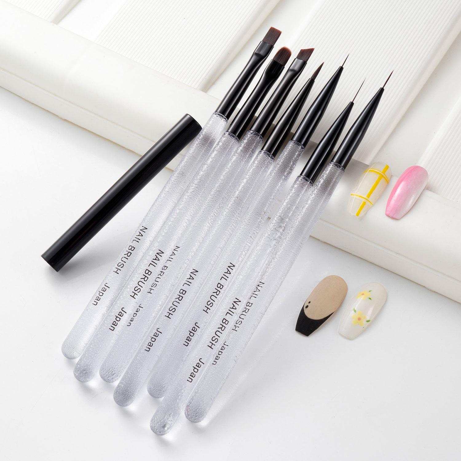 

7-Piece Transparent Nail Art Pen Set for Flowers, Line Art, and Gel Designs