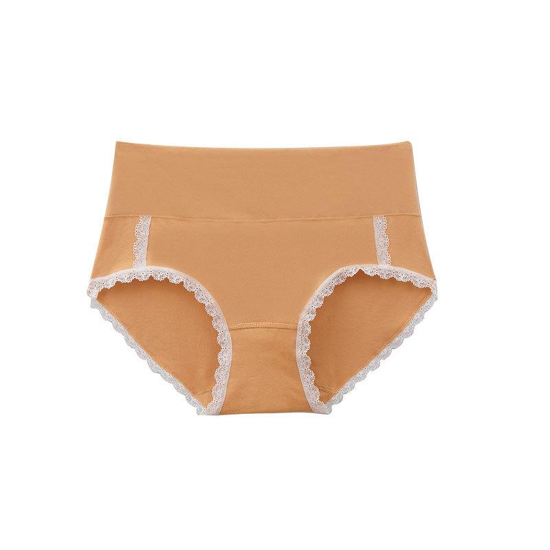 Plus Size Ladies Spring and Summer Lace Comfortable Pure Cotton High Bounce Non Mark Mid Waist Briefs
