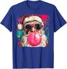 Vintage Preppy Watercolor Santa Bubble Gum Pink Sunglasses Christmas TShirt Xmas Retro Holiday Clothes Artwork Y2k Art Tee Tops