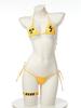 SENMHS Women's Yellow Leather-Look Cyberpunk Bikini, 3-Piece Set, Sexy Strappy Design, Bondage-Style Mini Top, Underwear, Cosplay, Photoshoots, Partie