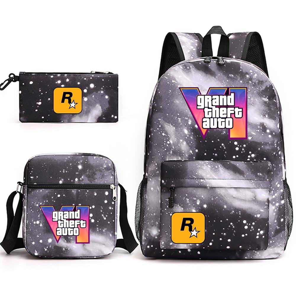 Grand Theft Auto Spel Merchandise Mode Student Schooltas Rugzak Schouder Etui 3-Delige Set