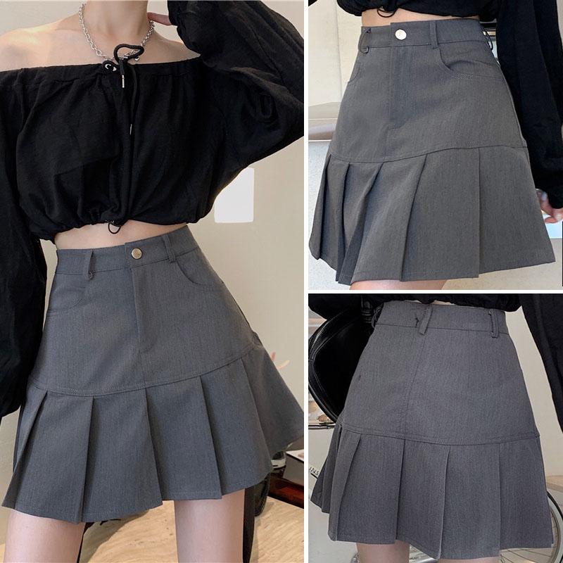 Fashion Pleated Skirt Women Y2k Harajuku White Pencil Skirt Uniforms Safety Pants Summer Solid Color Casual Mini Kawaii Skirt