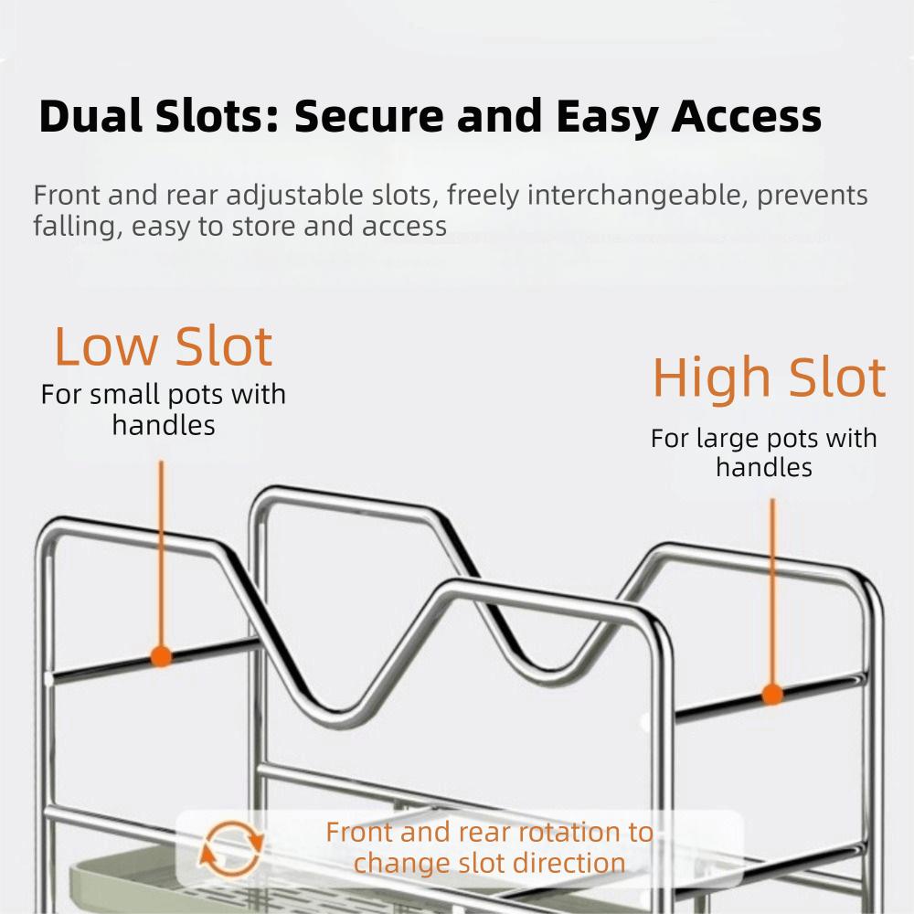 Space Saving Pot Pan Lid Holder Rustproof Pot Lid Rack Stable Cookware Storage Rack  Cabinet