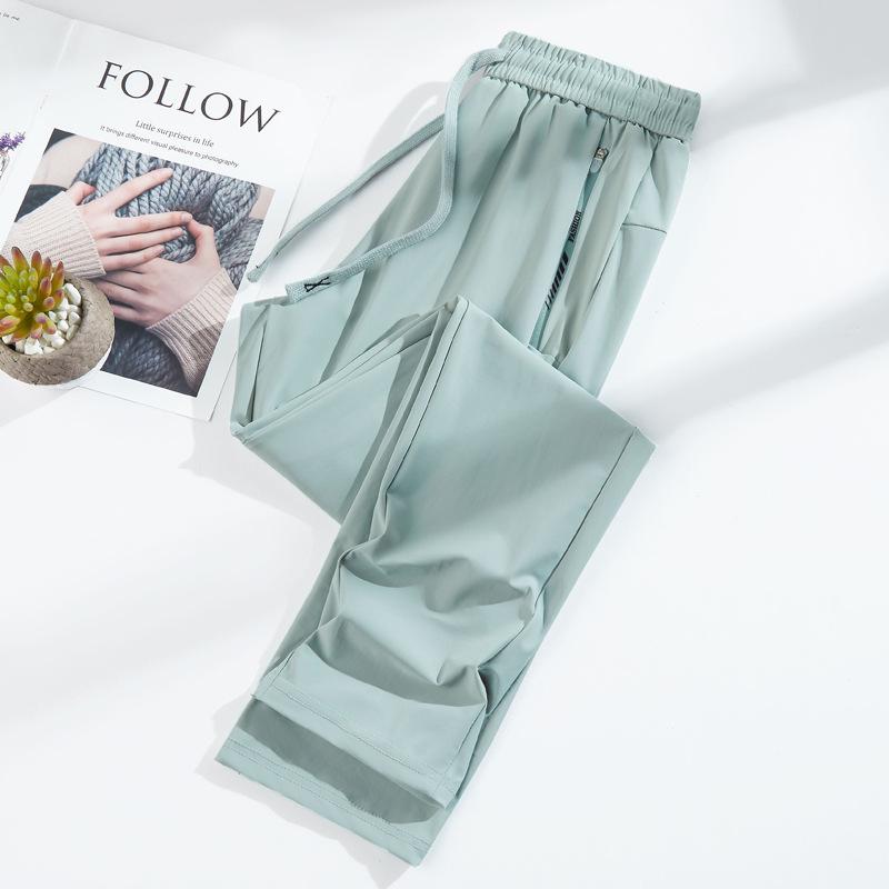 Unisex Summer Ice Silk Quick-Dry Joggers with UPF50 Sun Protection - Loose Fit Nine-Point Casual Pants