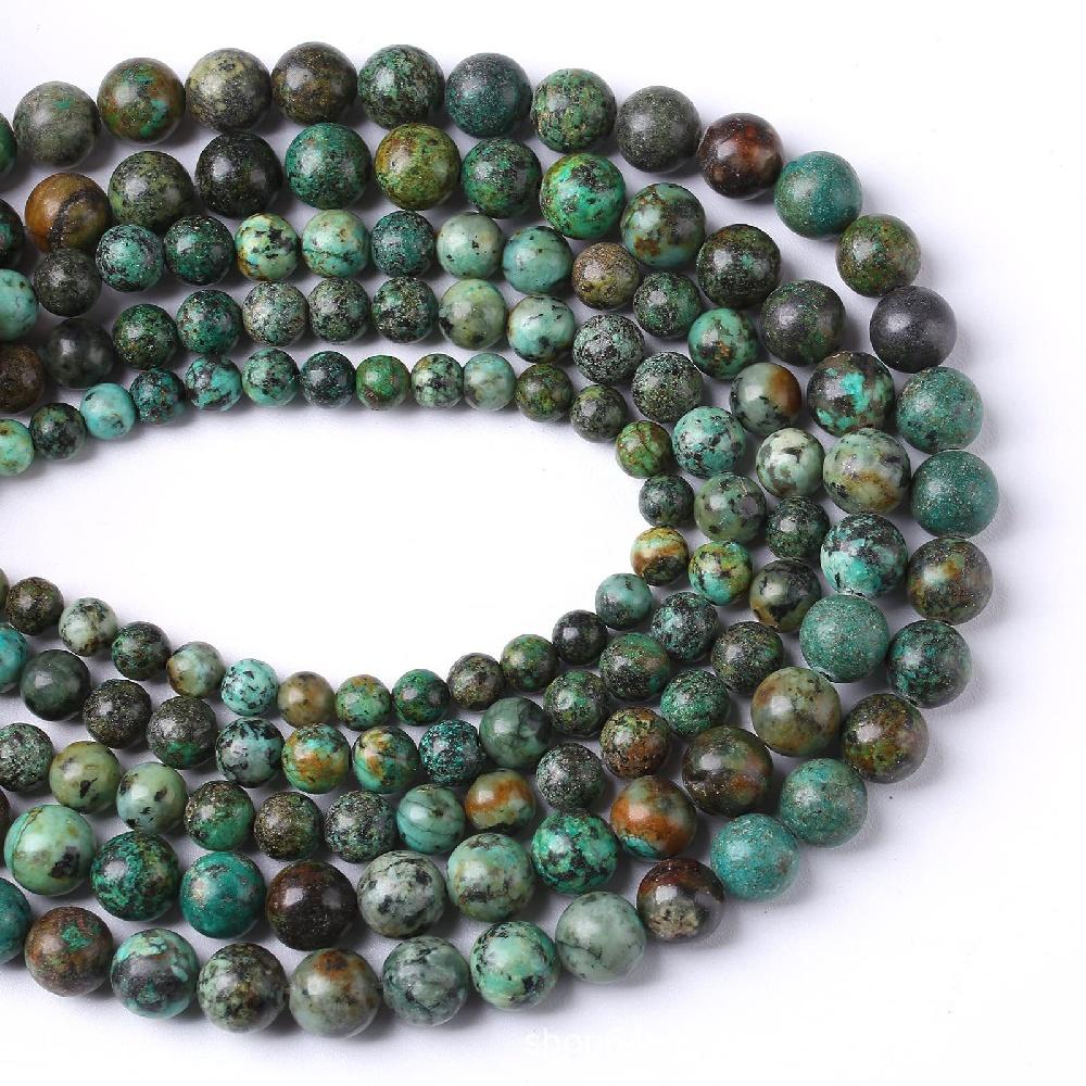 Natural African Turquoises Stone 4/6/8/10/12mm Beads 15"Strand Smooth Loose Spacer Beads for Jewelry Making DIY Bracelets Accessories