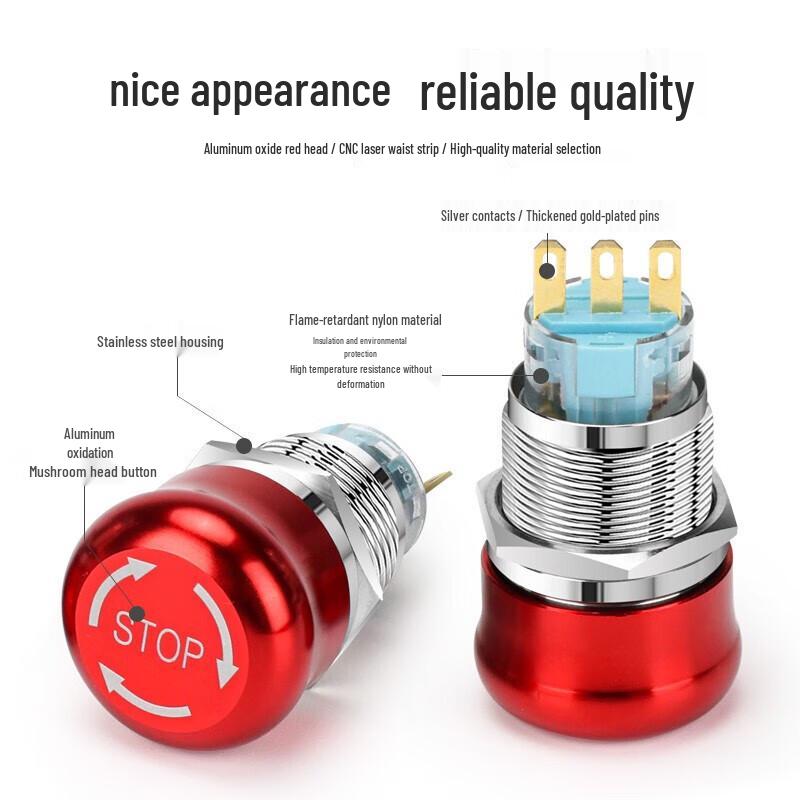 Metal Emergency Stop Mushroom Push Button Switch