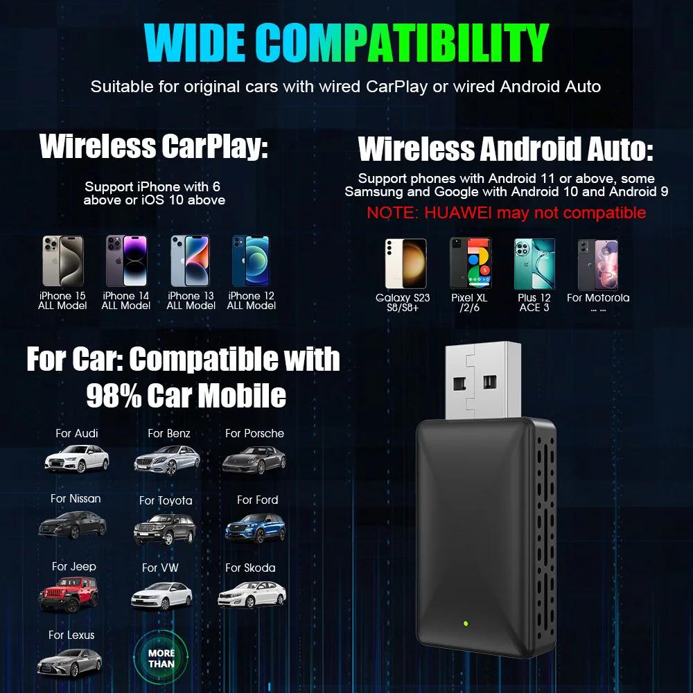 2in1 AI Smart Box Car Intelligent Systems Wireless CarPlay Dongle Wireless Android Auto Adapter For Android IOS Mini CarPlay