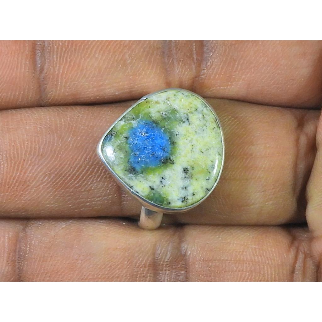 Natural K2 Jasper Solid 925 Sterling Silver Handmade Pear Ring Size US-10 MK-44
