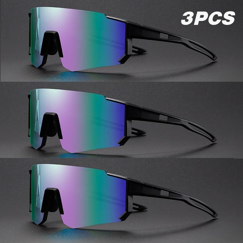 

3PCS Cool Cycling Windproof Oversized Sports Sunglasses Trendy Outdoor Eyewear for Women Men
