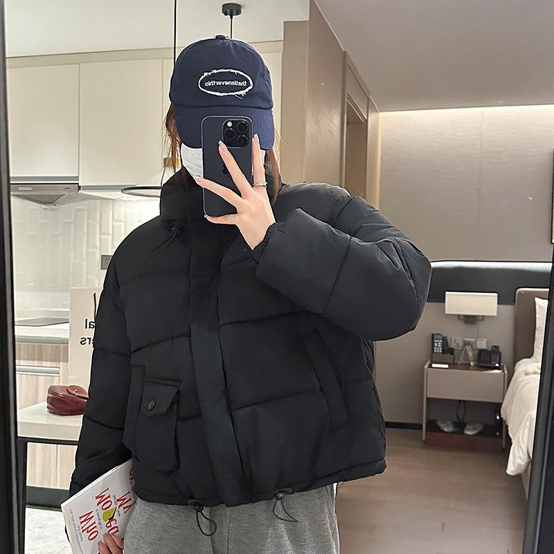 Short Cotton Jacket Women's 2025 New Winter Thickened Warm Bread Jacket Stand-up Collar Padded Jacket
