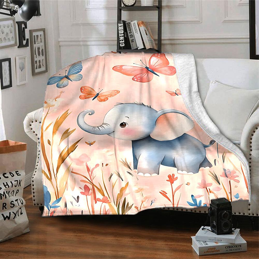 1pc Elephant Name blanket Lightweight Flannel Throw for Sofa Bed Travel Camping Livingroom Office Couch Chair