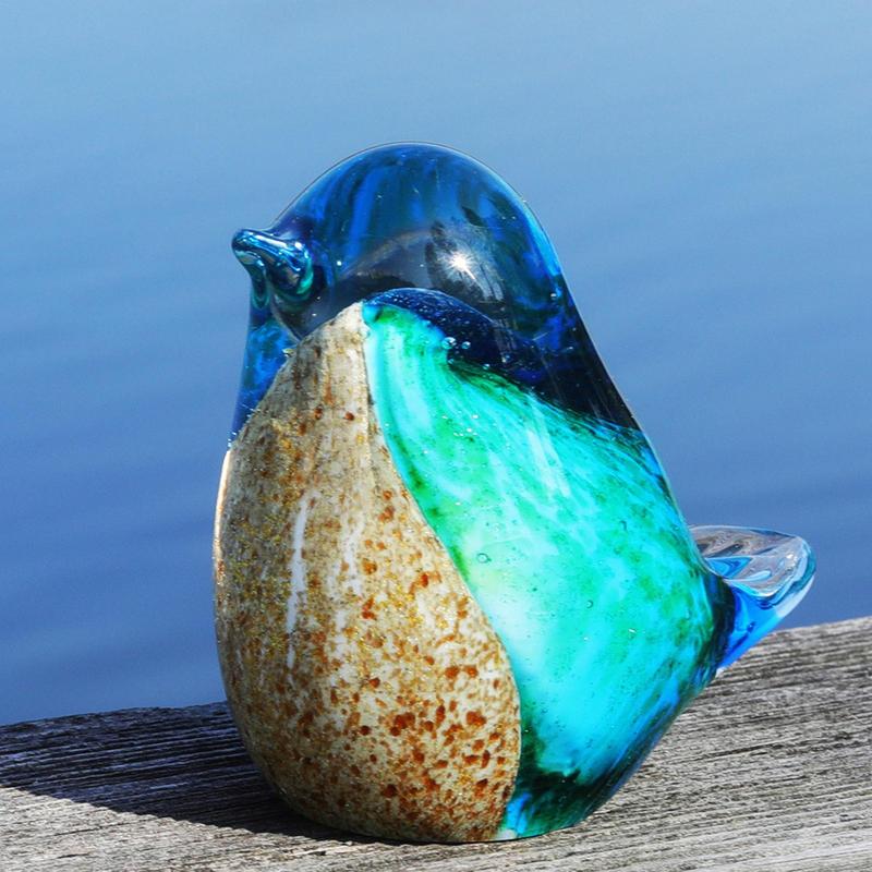 Glass Birds Figurines Handmade Art Bluebird Status Home Tabletop Centerpiece Decor Decorative Glass Blown Bird Figurines for