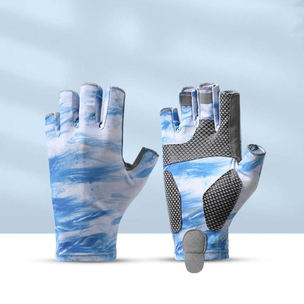 Elastic Men Cycling Gloves Sweat-absorbent Fingerless Gloves Profession Fishing Gloves
