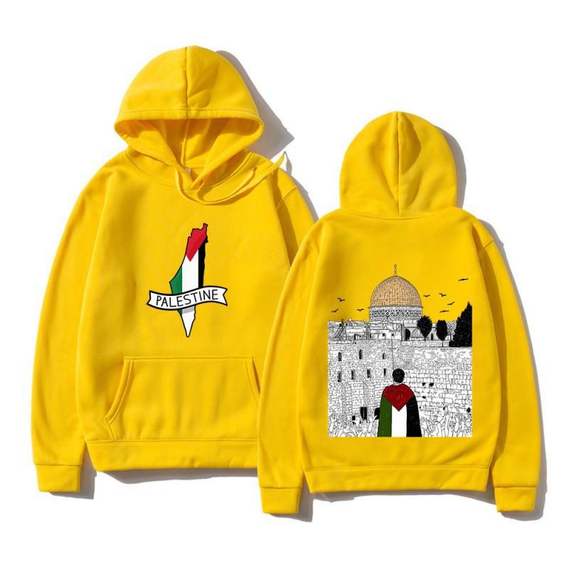 Palestine-Israel Themed Sports Hoodie - Men's Autumn/Winter Fleece Jacket
