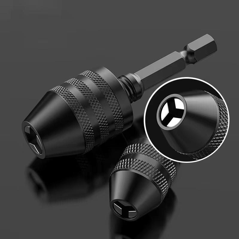 Keyless Drill Chuck 0.3-8mm Self-Tighten Electric Drill Bits Collet Fixture Tools 1/4" Hex Shank Quick Change Converter