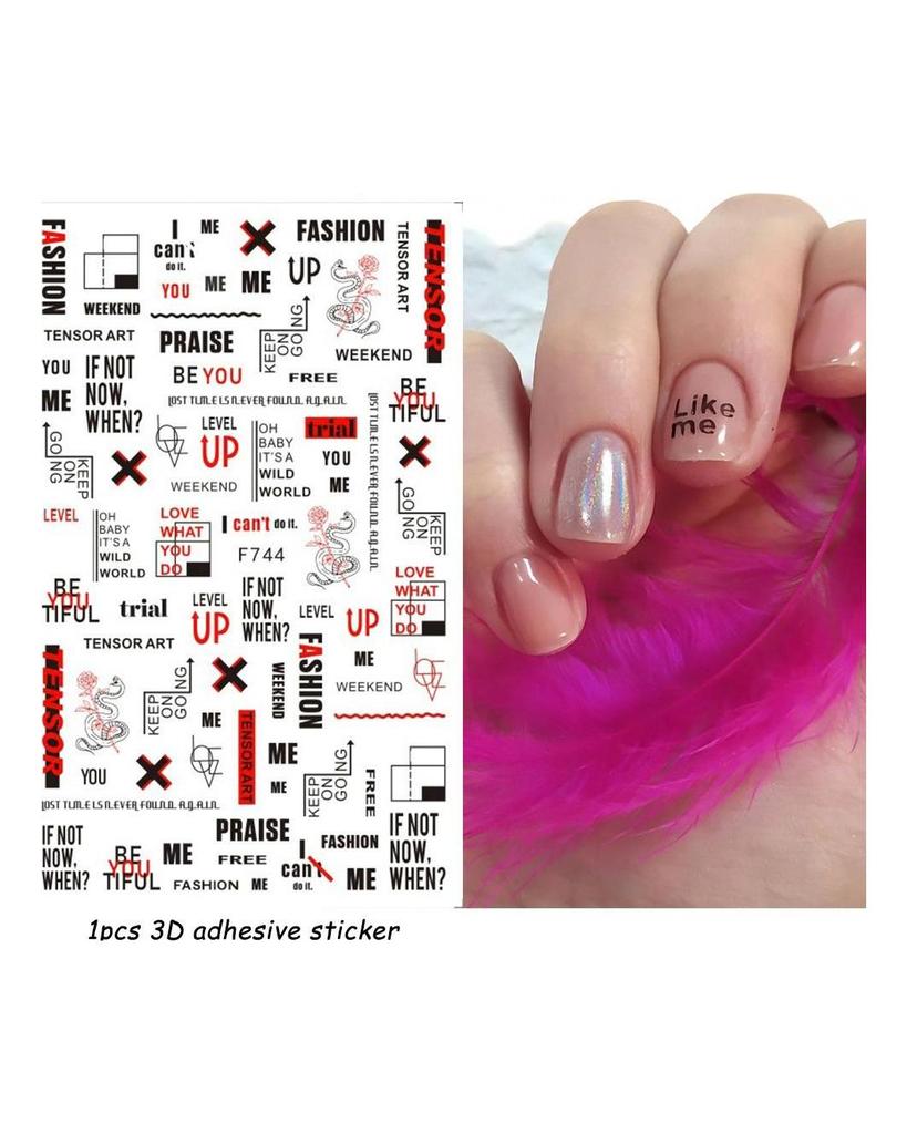 Autocollants 3D pour Nail Art, lignes ondulées abstraites colorées, décalcomanies à fleurs et feuilles florales, décoration d'ongles