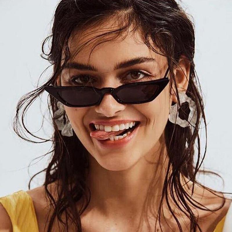 Cat Eye Sunglasses Lady Retro Small Frame Sunglasses Transparent Dazzle Color Sunglasses